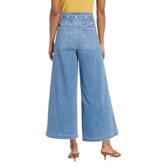 PAIGE Wide Leg Frankie Inset Belted Cropped Blue Bristol Jeans Women’s size 25 - Picture 8 of 14